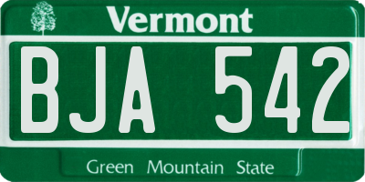 VT license plate BJA542