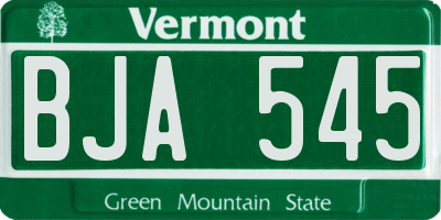 VT license plate BJA545
