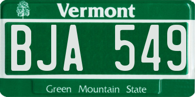VT license plate BJA549
