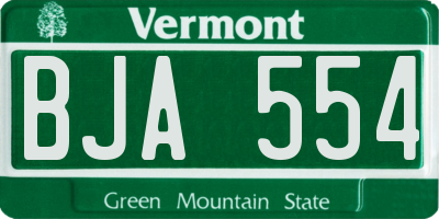 VT license plate BJA554