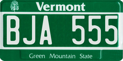 VT license plate BJA555