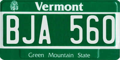 VT license plate BJA560
