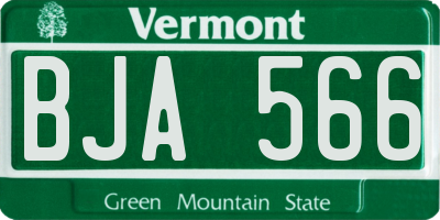 VT license plate BJA566