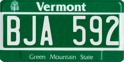 VT license plate BJA592