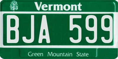 VT license plate BJA599