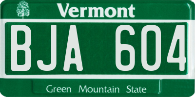 VT license plate BJA604
