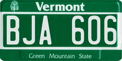 VT license plate BJA606