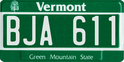 VT license plate BJA611