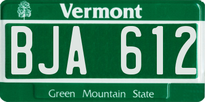 VT license plate BJA612