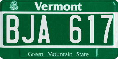 VT license plate BJA617