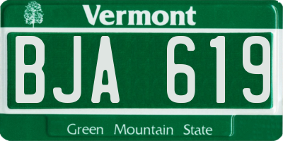 VT license plate BJA619