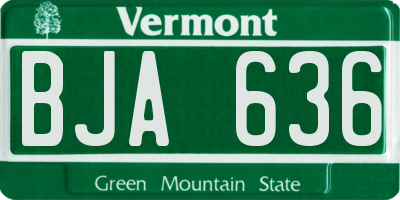 VT license plate BJA636