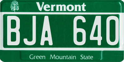 VT license plate BJA640