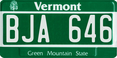 VT license plate BJA646