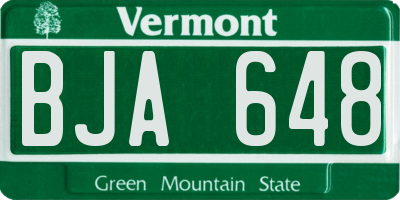 VT license plate BJA648