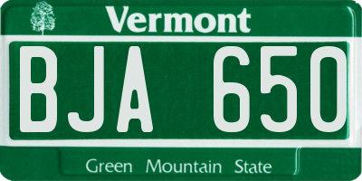 VT license plate BJA650