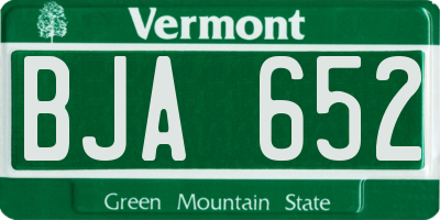 VT license plate BJA652
