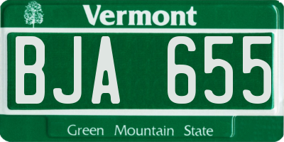 VT license plate BJA655