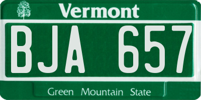 VT license plate BJA657