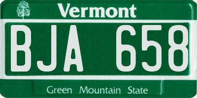 VT license plate BJA658