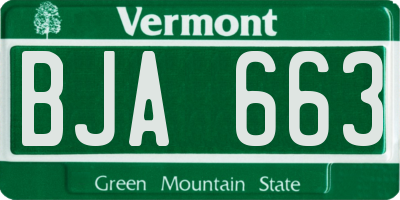 VT license plate BJA663