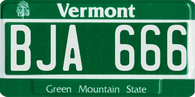 VT license plate BJA666