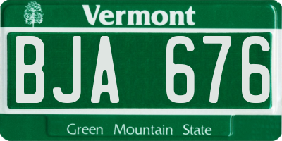 VT license plate BJA676