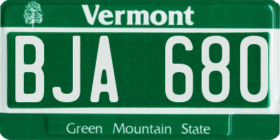 VT license plate BJA680