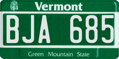 VT license plate BJA685