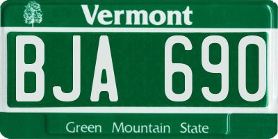 VT license plate BJA690