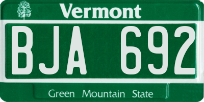 VT license plate BJA692
