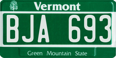VT license plate BJA693