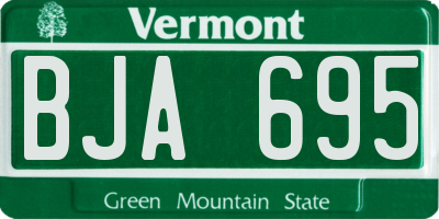VT license plate BJA695