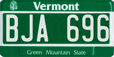 VT license plate BJA696