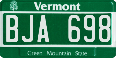 VT license plate BJA698