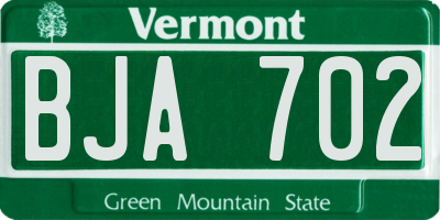 VT license plate BJA702