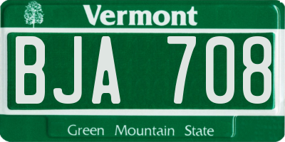 VT license plate BJA708