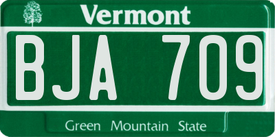 VT license plate BJA709