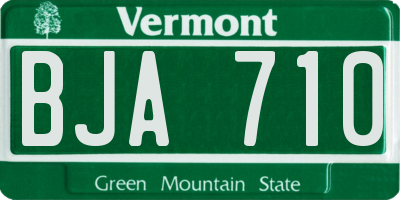 VT license plate BJA710