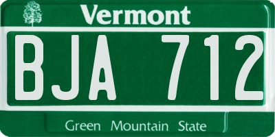 VT license plate BJA712