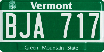 VT license plate BJA717