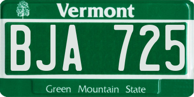 VT license plate BJA725
