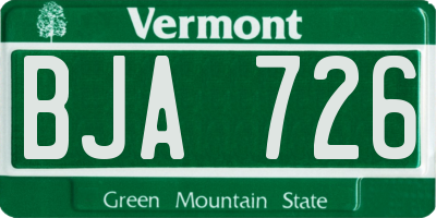 VT license plate BJA726