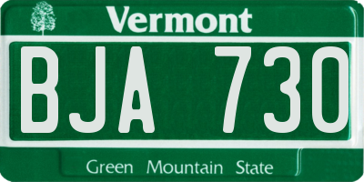 VT license plate BJA730
