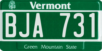 VT license plate BJA731