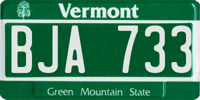 VT license plate BJA733
