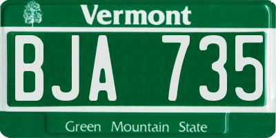 VT license plate BJA735