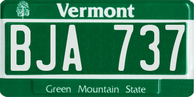 VT license plate BJA737