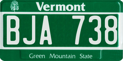 VT license plate BJA738
