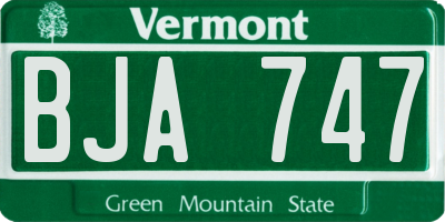 VT license plate BJA747